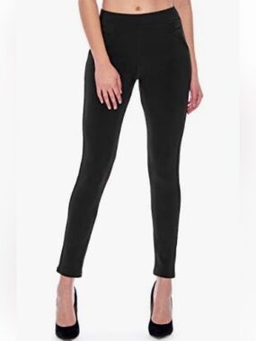 INDERO Black Pullon Ponte Knit Tapered Legging Stretch Pants L/XL NWOT
